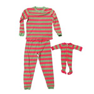 LEVERET Matching Girl & Doll Cotton Holiday Stripe Pajamas Size 5